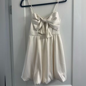 Cream Spaghetti Strap Dress with Bow Detail